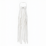 Women's Halter Ruffle Chiffon Maxi Dress - Beach Vacation