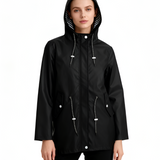 Women's Hooded Striped Lining Raincoat - Outdoor Casual Wear