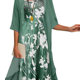 Women's Layered Midi Dress - Casual Summer Wear