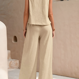 Women's Wide Leg Sleeveless Two Piece Set - Casual Summer Wear