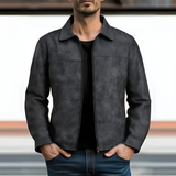Men's Zip Up Point Collar Jacket - Casual Wear
