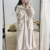 Women's Hooded Long Bathrobe - Home Loungewear