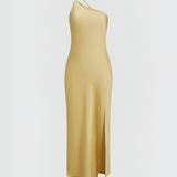 Women's One Shoulder Backless Maxi Dress - Evening Event