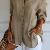 Women's Textured Long Sleeve Shirt - Casual Daily Wear
