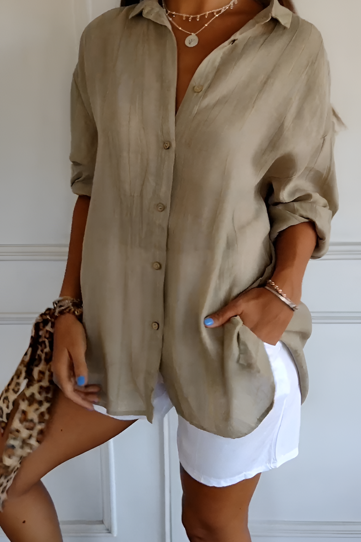 Women's Textured Long Sleeve Shirt - Casual Daily Wear