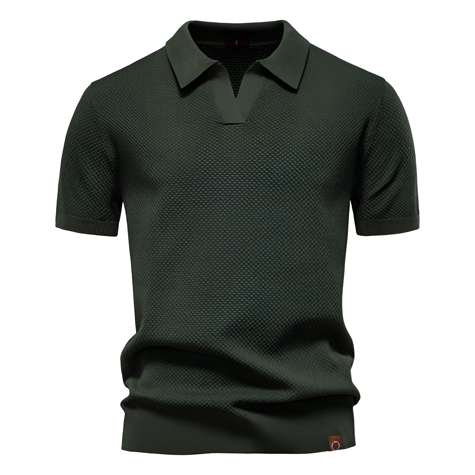 Men's Waffle Knit Notch Neck Polo Shirt - Casual Business