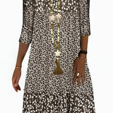 Women's Tiered Skirt V-Neck Dress - Casual Summer Midi