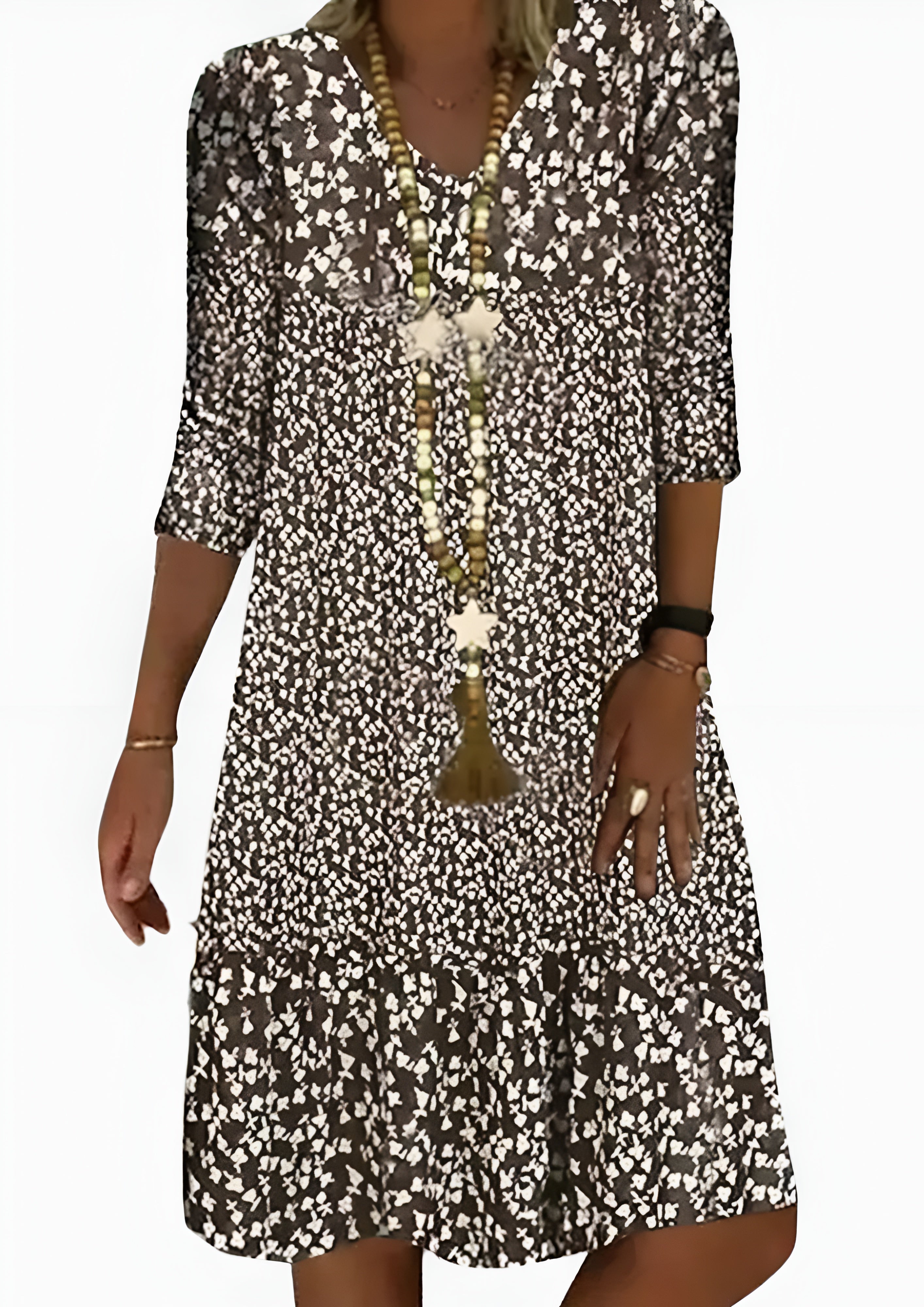 Women's Tiered Skirt V-Neck Dress - Casual Summer Midi