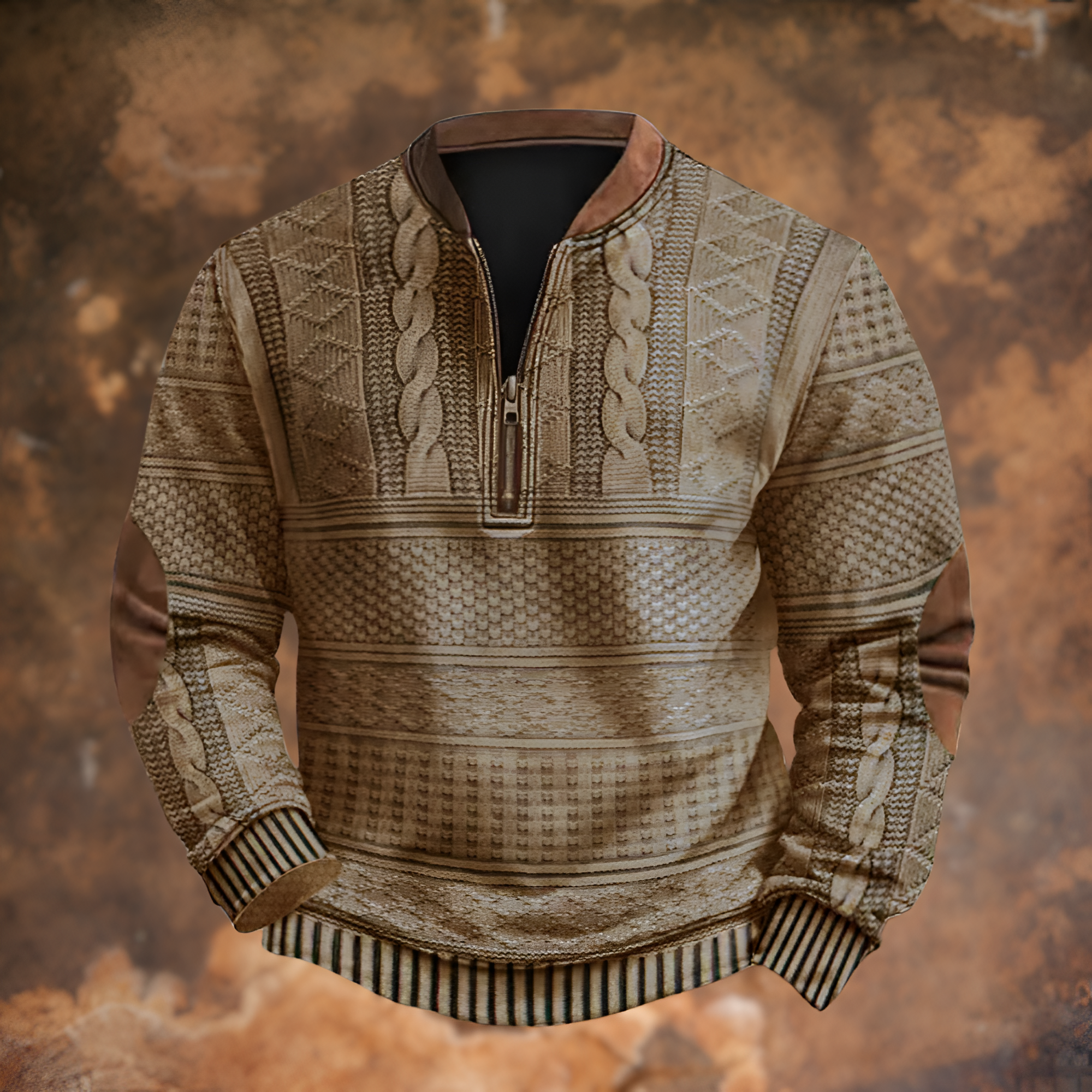 Men's Quarter Zip Pullover Sweater - Casual Wear