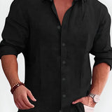 Men's Button Front Long Sleeve Shirt - Casual Summer Wear