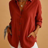 Women's Textured Button Up Shirt - Summer Casual Wear