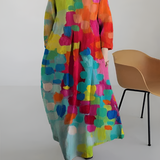 Women's Abstract Print Loose Maxi Dress - Casual Art Wear