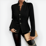 Women's Geometric Knit Stand Collar Blazer - Workwear