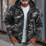 Men's Camo Hooded Bomber Jacket - Casual Outdoor