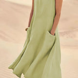 Women's Pocket Maxi Dress - Summer Casual Wear