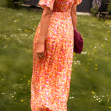 Women's Maxi Dress Floral Print Flutter Sleeve - Outdoor Event