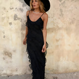 Women’s Ruffled Sleeveless Maxi Dress - Evening Casual Wear