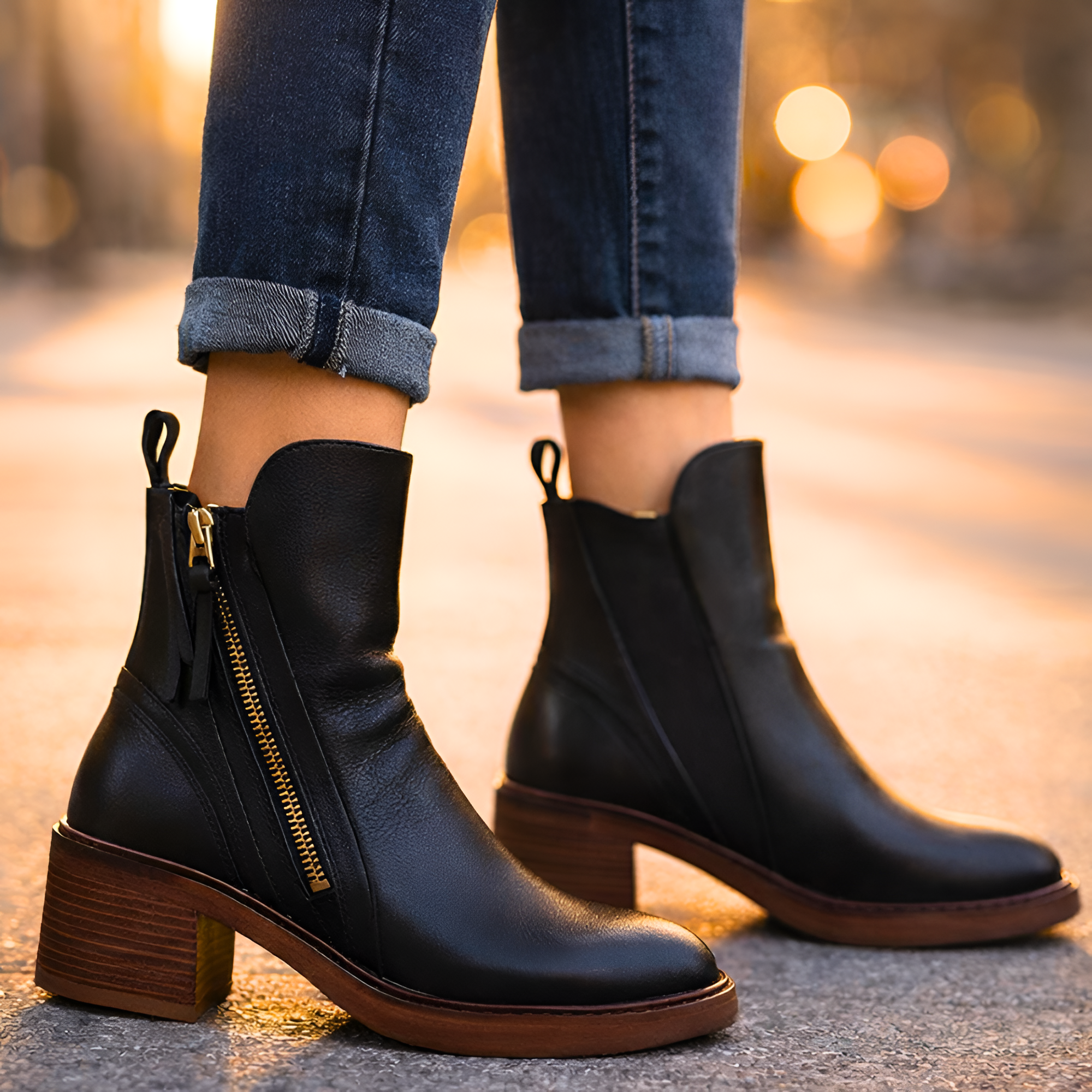 Women's Side Zip Block Heel Ankle Boots - Casual Wear