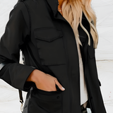 Women's Utility Pocket Military Jacket - Casual Outerwear