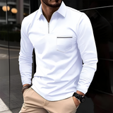 Men's Slim Fit Quarter Zip Polo Shirt - Smart Casual