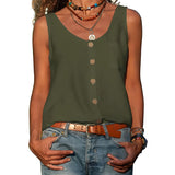 Women's Button Front Sleeveless Top - Summer Casual Wear