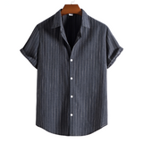 Men's Striped Short Sleeve Shirt - Casual Wear