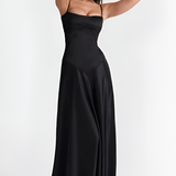 Women's Corset Lace Up Maxi Dress - Formal Evening Wear