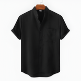 Men's Mandarin Collar Polo Shirt - Casual Outing