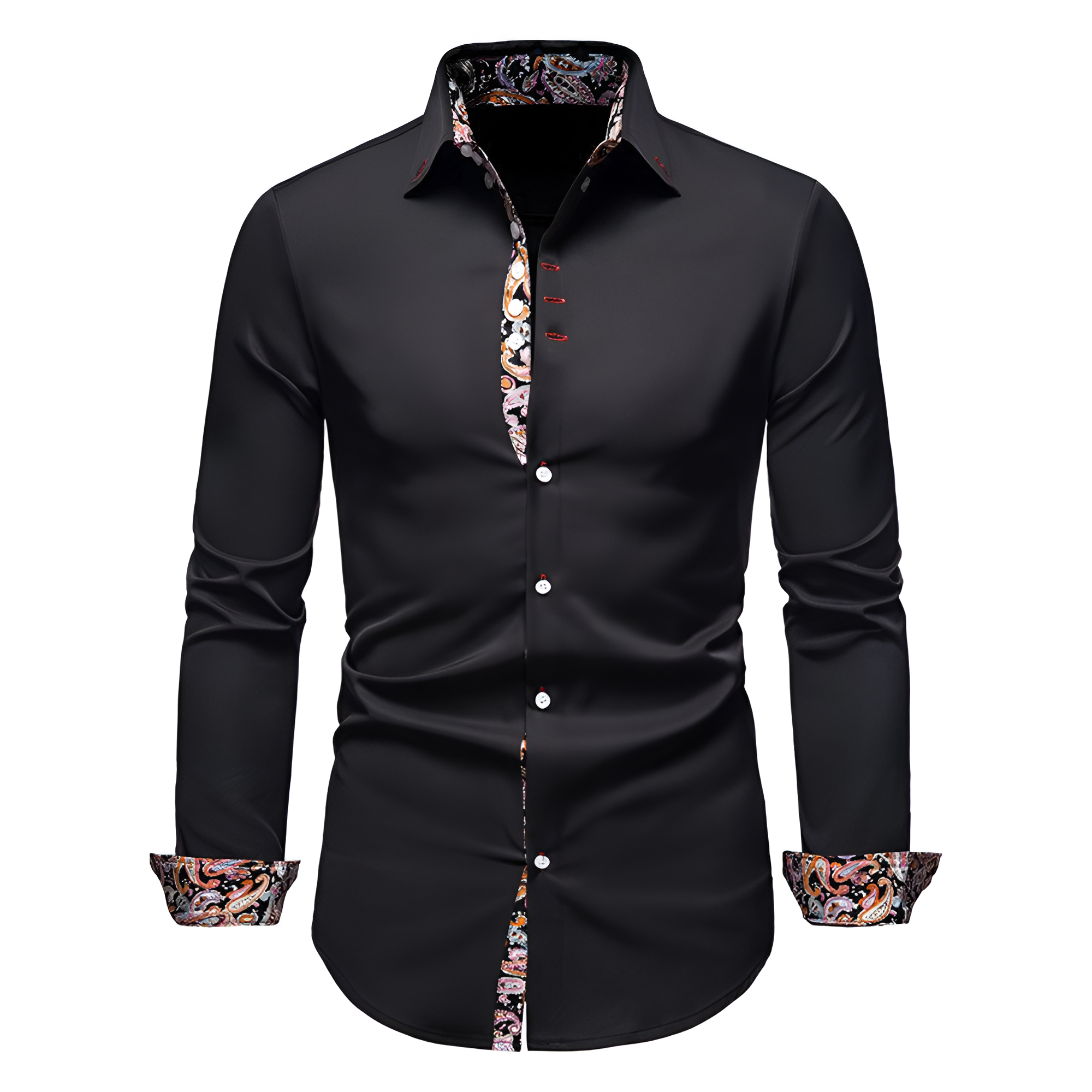 Men's Slim Fit Paisley Trim Dress Shirt - Business Casual