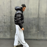 Men's Shiny Padded Puffer Jacket - Outdoor Winter Wear
