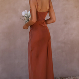 Women's Cowl Neck Ruched Midi Dress - Formal Event