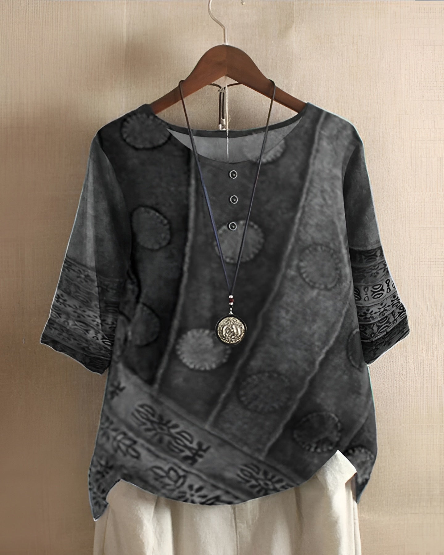 Women's Tunic Blouse Multi Color Polka Dot Print - Casual Wear