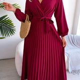Women's Pleated Maxi Dress - Casual Elegant Dress