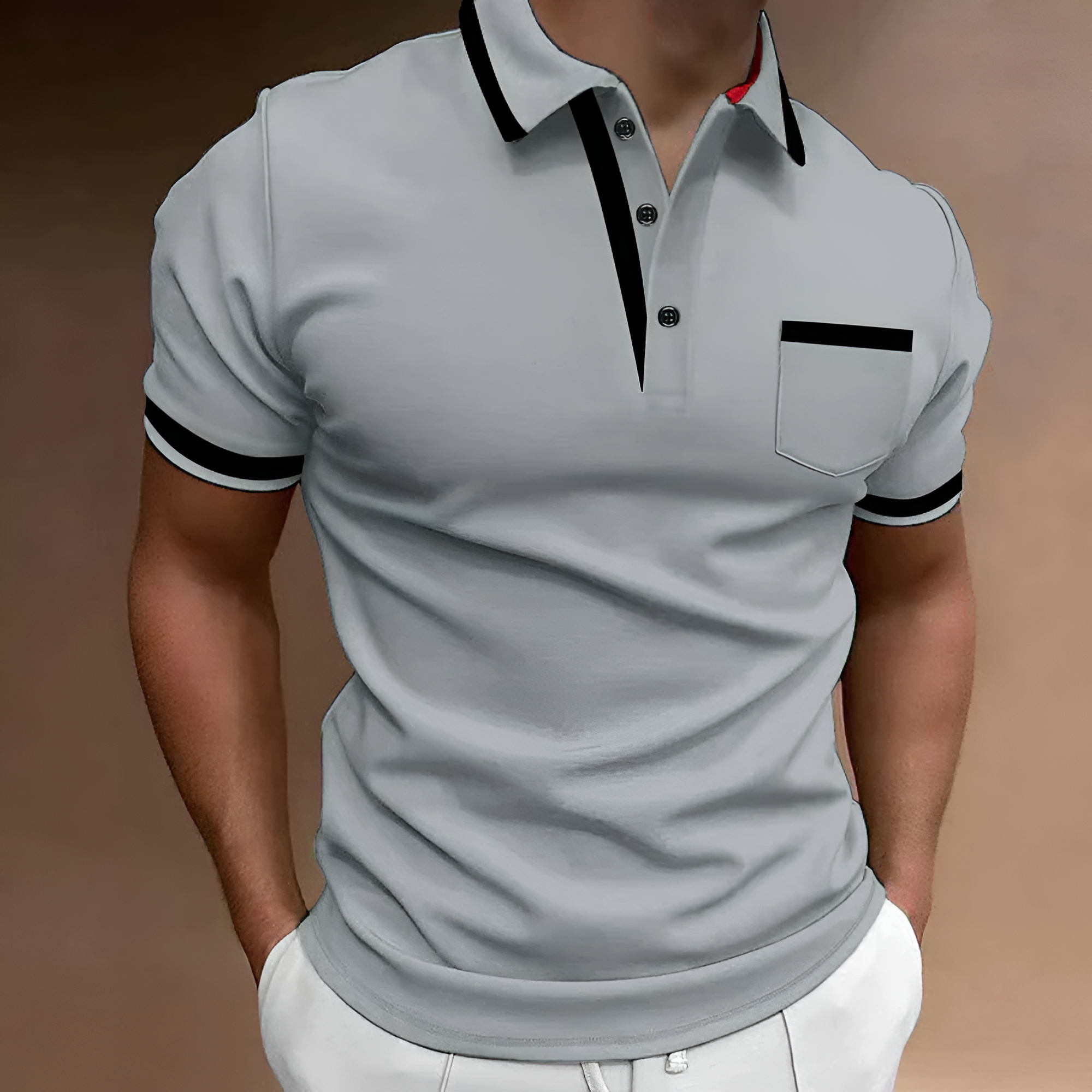 Men's Contrast Trim Slim Fit Polo Shirt - Casual Smart Wear