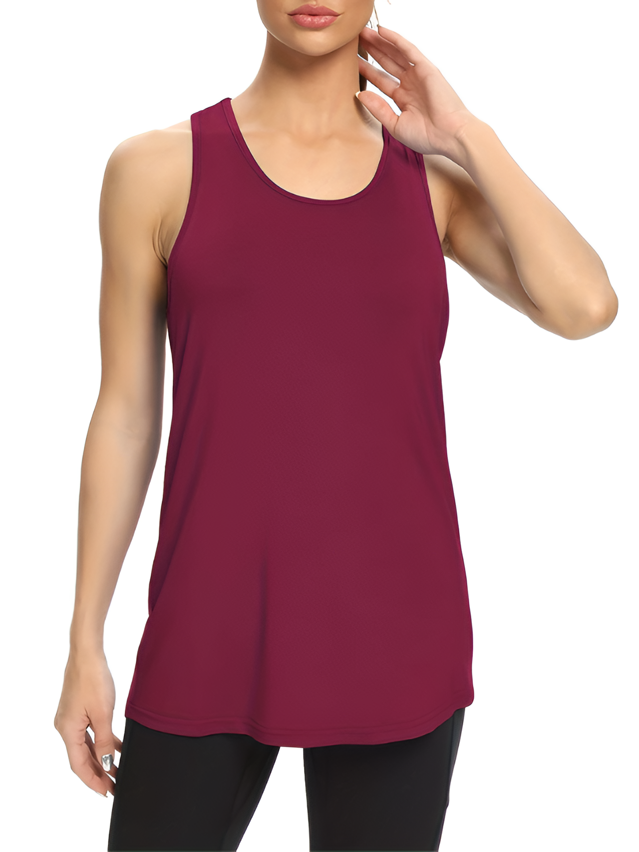 Women's Racerback Longline Tank Top - Athletic Wear