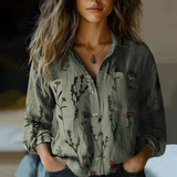 Women's Button Down Shirt Floral Print Long Sleeve - Casual Daily Wear
