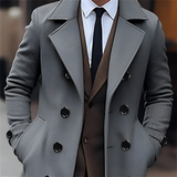 Men's Double Breasted Slim Fit Overcoat - Formal Outerwear