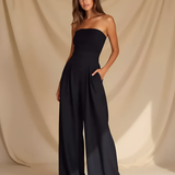 Women's Strapless Wide Leg Jumpsuit - Formal Evening Wear