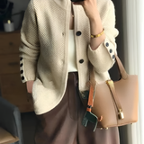 Women's Textured Button Cuff Cardigan - Casual Office Wear