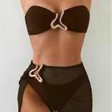 Women's Swimsuit Set Metallic Skirt - Beach Vacation