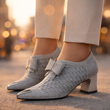 Women's Pointed Toe Block Heel Shoes - Party Wear