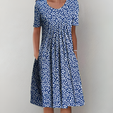 Women's Floral Pleated Midi Dress - Casual Wear