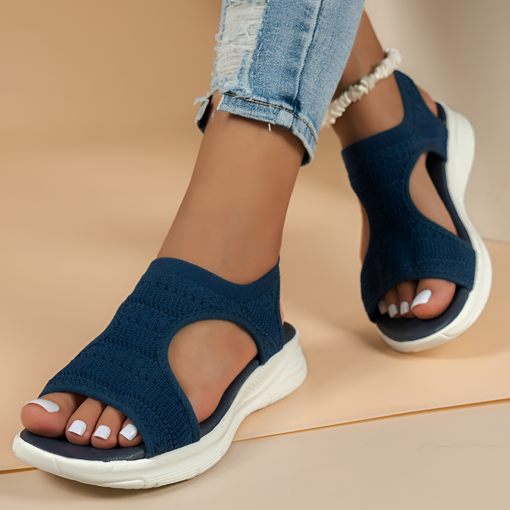 Women's Knitted Open Toe Sport Sandals - Casual Walking