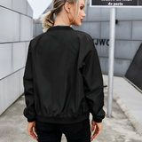 Women's Lightweight Zip Up Bomber Jacket - Casual Outerwear