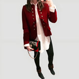 Women's Military Style Jacket Button Front - Casual Wear