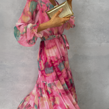 Women's V-Neck Tiered Maxi Dress - Special Occasion