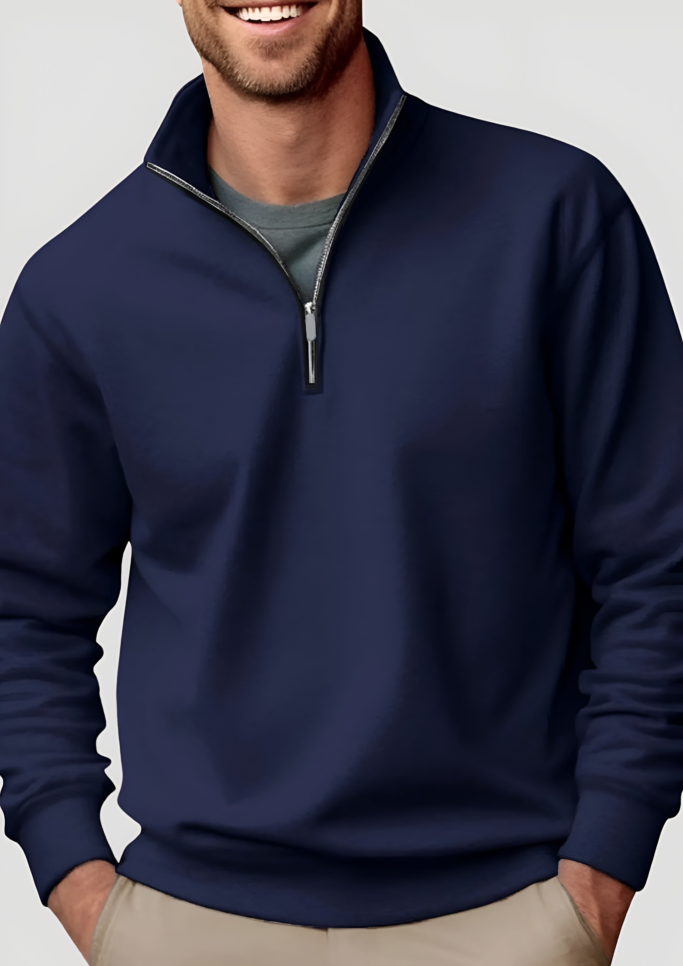 Men’s Quarter Zip Collar Sweatshirt - Casual Winter Wear