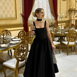 Women's Square Neck A-Line Maxi Dress - Formal Evening Wear