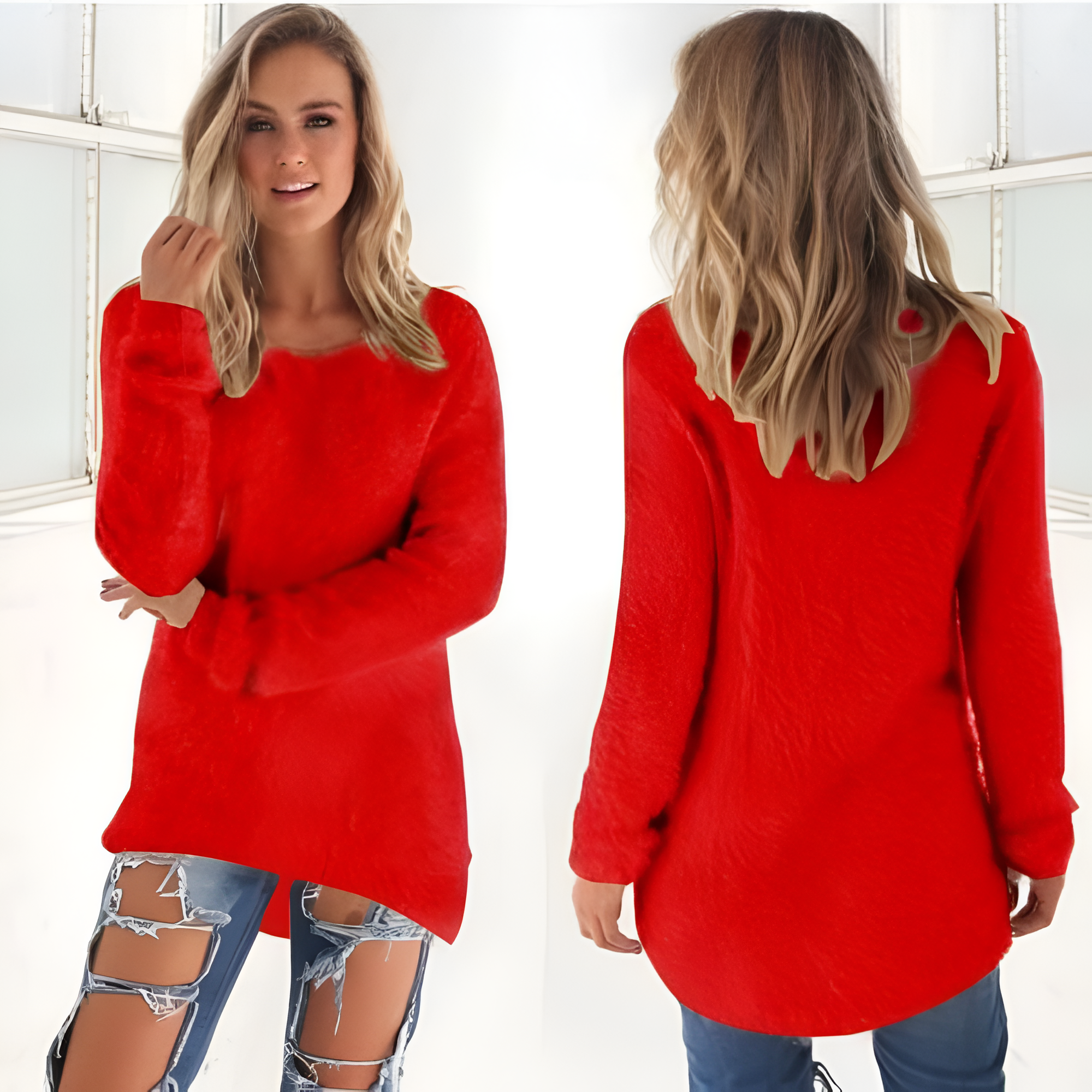 Women's Fuzzy Loose Long Sleeve Sweater - Casual Daily Wear