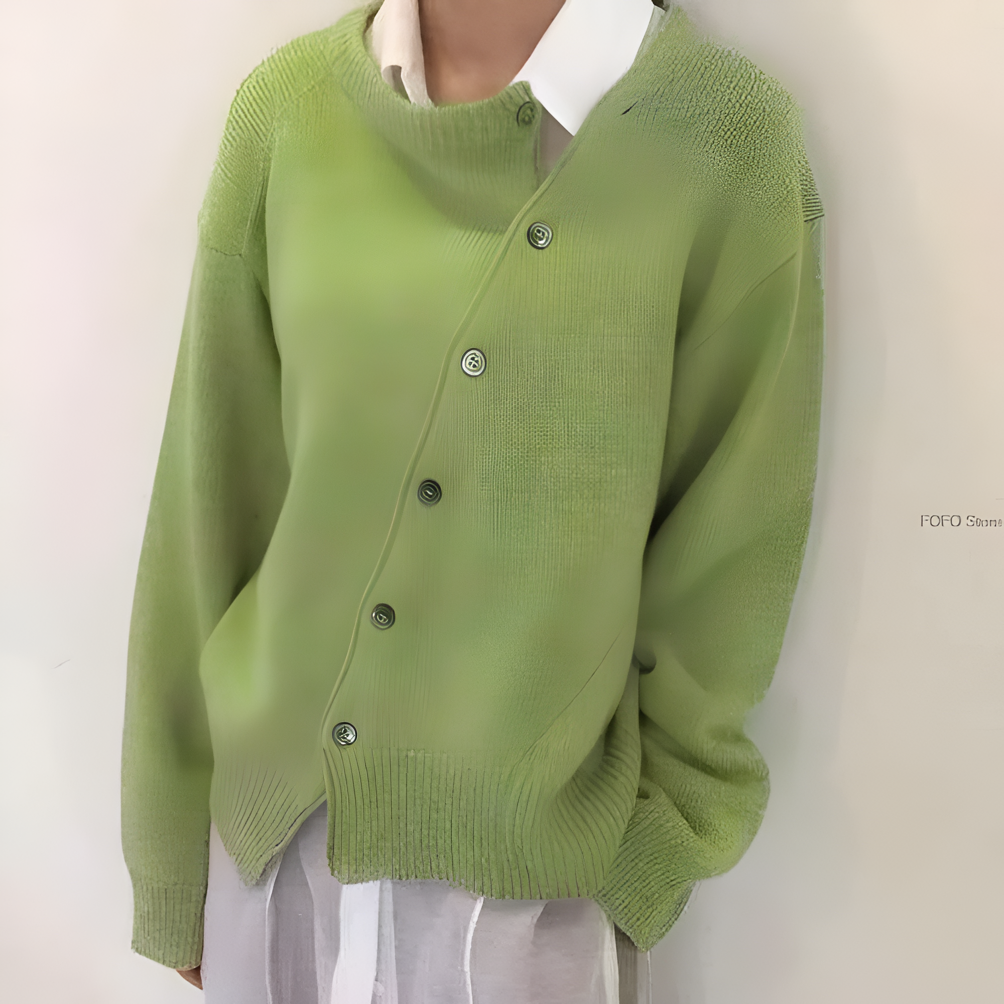 Women's Asymmetric Button Knit Cardigan - Casual Layering